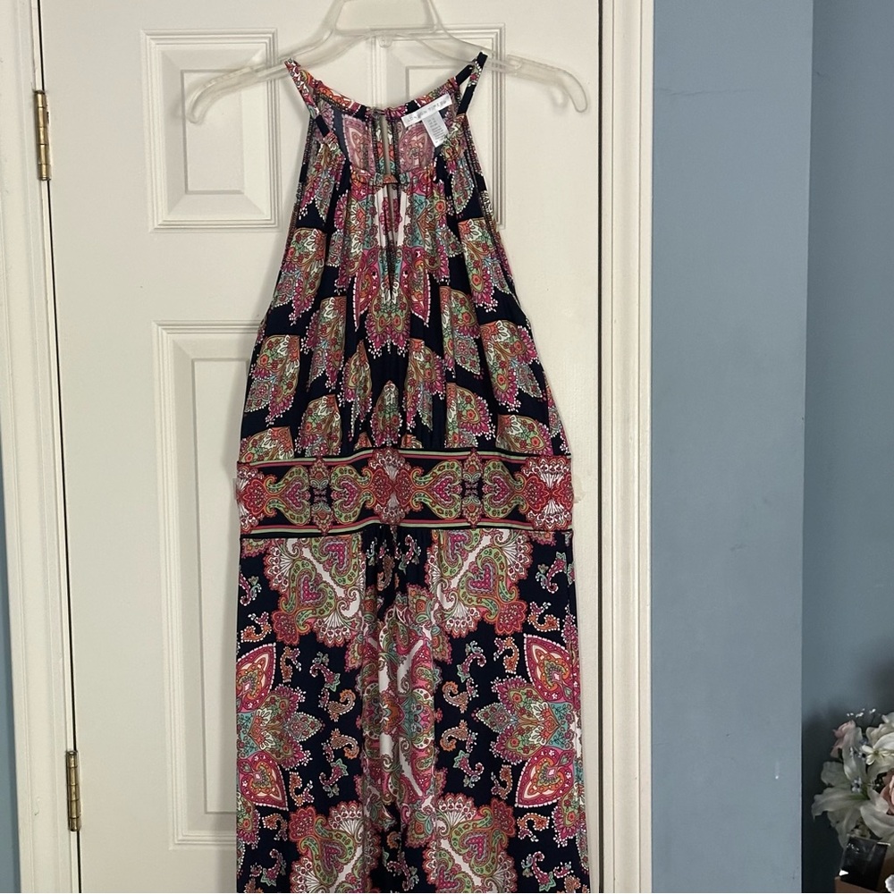 Colorful Paisley Halter Maxi Dress